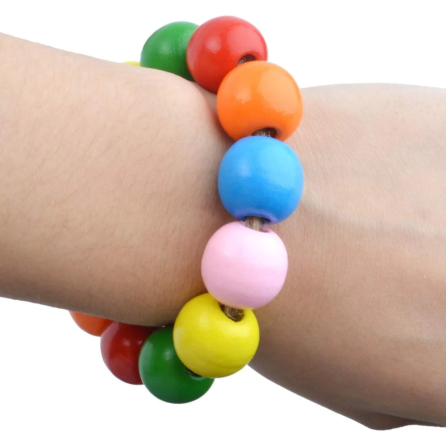 Wooden Beads Bulk,100pcs 16mm Wooden Beads Colourful Wood Beads Loose Round Balls with 5mm Hole for Arts Crafts Jewelry DIY