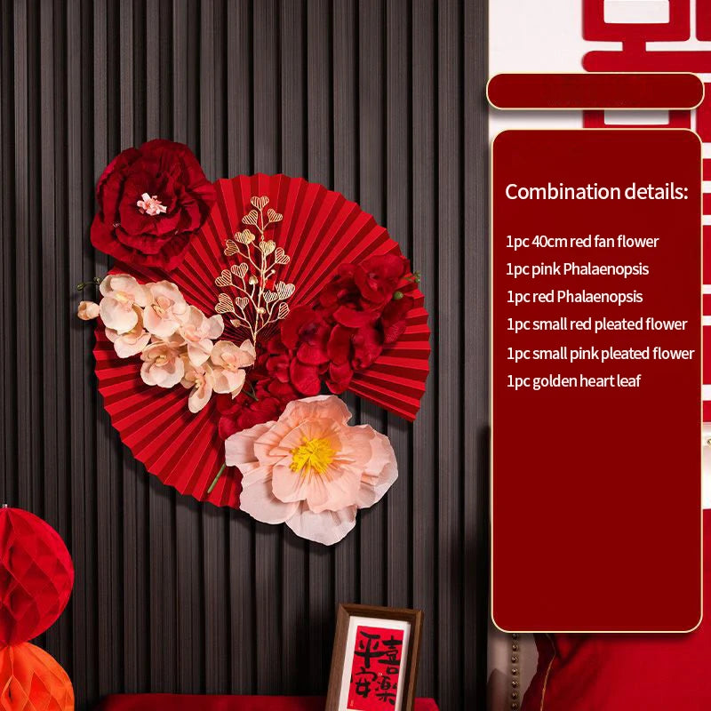 Chinese New Year 2026 Decoration Wall Hanging Decor Paper Folding Fan Sticker Wedding Party Decoration Spring Festival Supplies