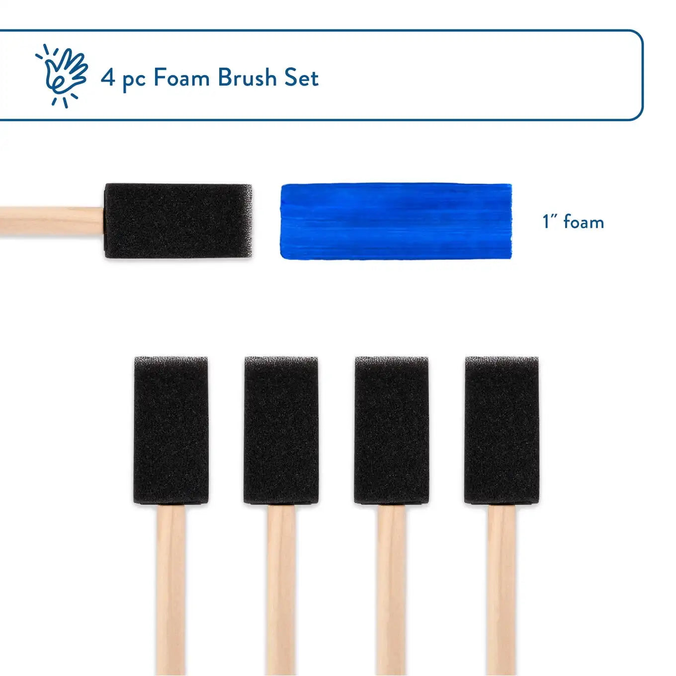 (6 pack) Hello Hobby 4 Pc Foam Paint Brush Set, 1"