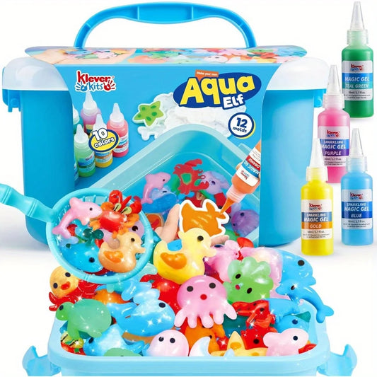 JOYFY Aqua Elf Water Gel Kit Magic Fairy Water Toy Kit with 10 Magic Gels 12 Sea Creature Molds for Presents Birthday Gifts