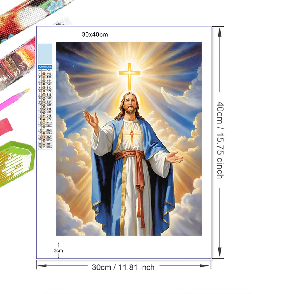 Jesus Christ Cross Diamond Painting Kit 5D DIY Diamond Embroidery Cross Stitch Handmade Art Gift Crafts Home Decor Gift