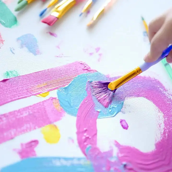 Hello Hobby Round, Filbert, Flat, Fan, Liner Synthetic Bristle Art Brushes (15 Pieces), Age Group 3+