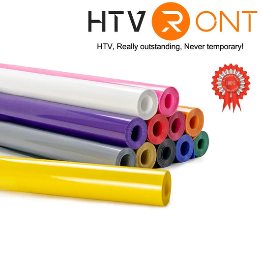 HTVRONT 12"X15ft/25ft Heat Transfer Vinyl Roll DIY T-shirt Craft Iron on HTV Film For Printing Clothing Easy To Cut