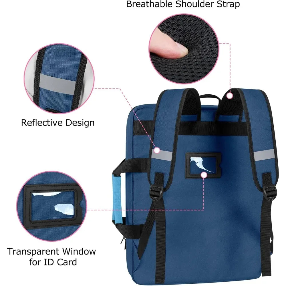 A3 Art Portfolio Case 15 x 18 inches, Artist Travel tote bag Art works and painting supplies, blue