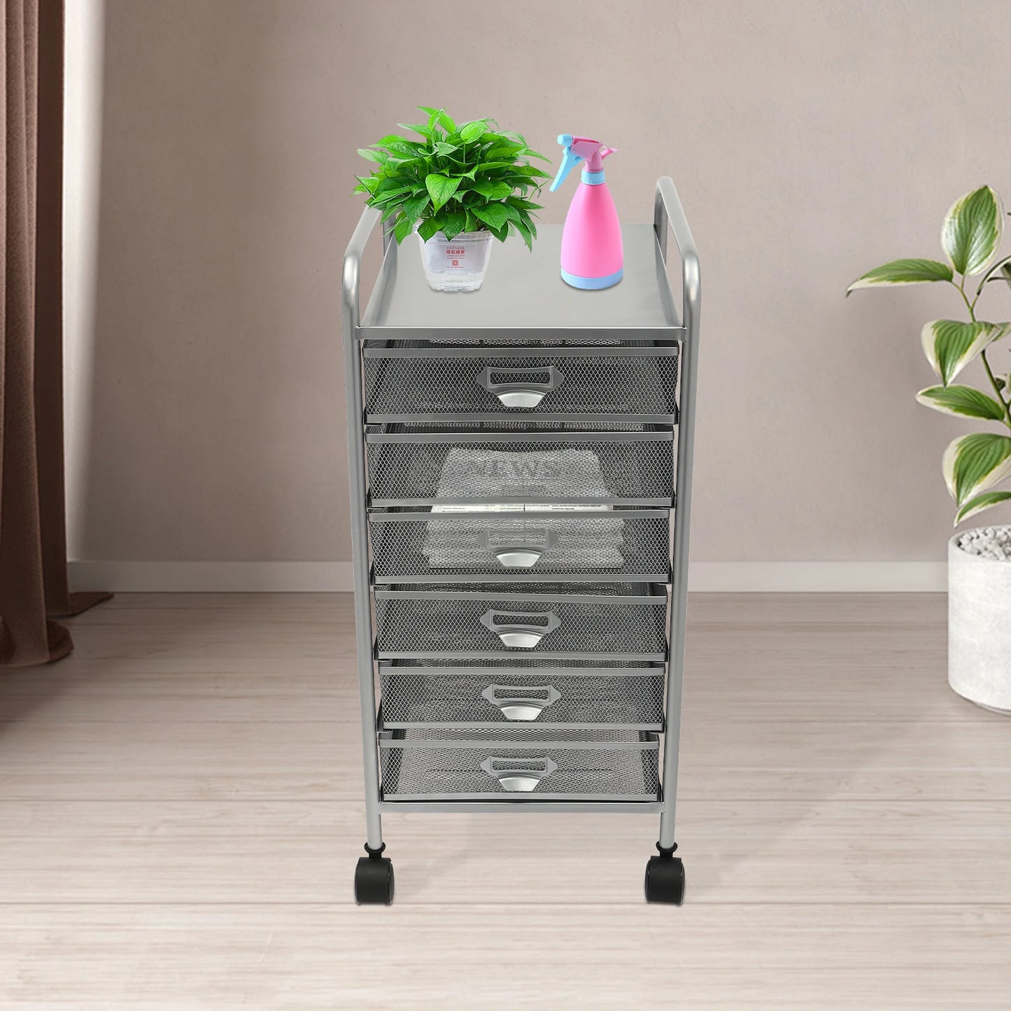 Rolling Cart Assemble Mesh Slim Storage File Cabinet with 6 Drawers & Wheels Craft Organizer for Makeup, Kitchen,Office Supplies