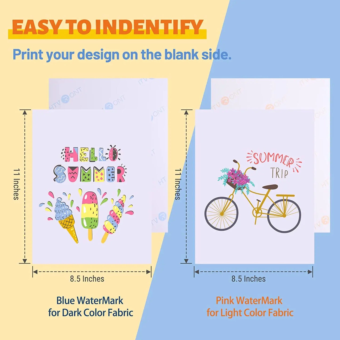 HTVRONT 20pcs Light &Dark Fabric 8.5x11in Heat Transfer DIY Cotton T-Shirt Iron On Transfer Paper for Inkjet Printer