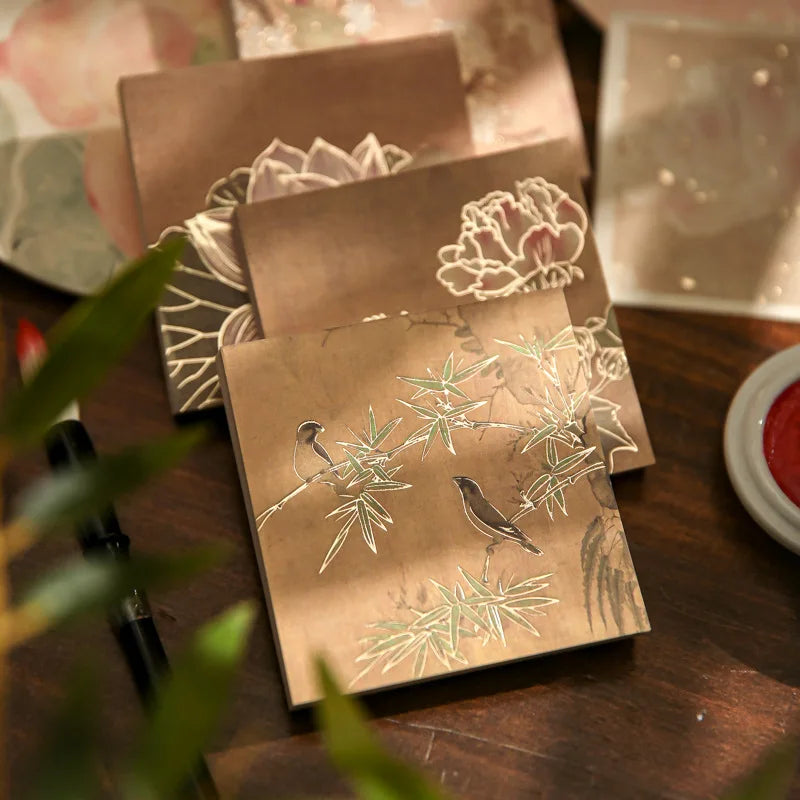 Mr. Paper Sticky Notes,  Retro Chinese Style Gold Foil Stamped, 9cm  memo pad scrapbooking