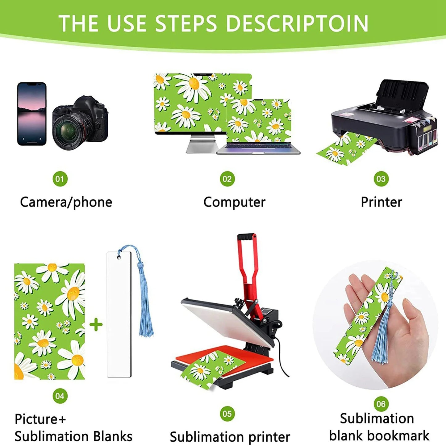 Sublimation Blanks Bookmark Double Sided Sublimate DIY Book Marker Clip with Colorful Tassels For Booker Lover Readers