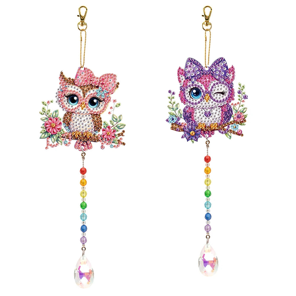 2Pcs Diamond Art Painting Hanging Suncatchers Ornament Diamond Painting Hanging Decor for Home Decor & Gift