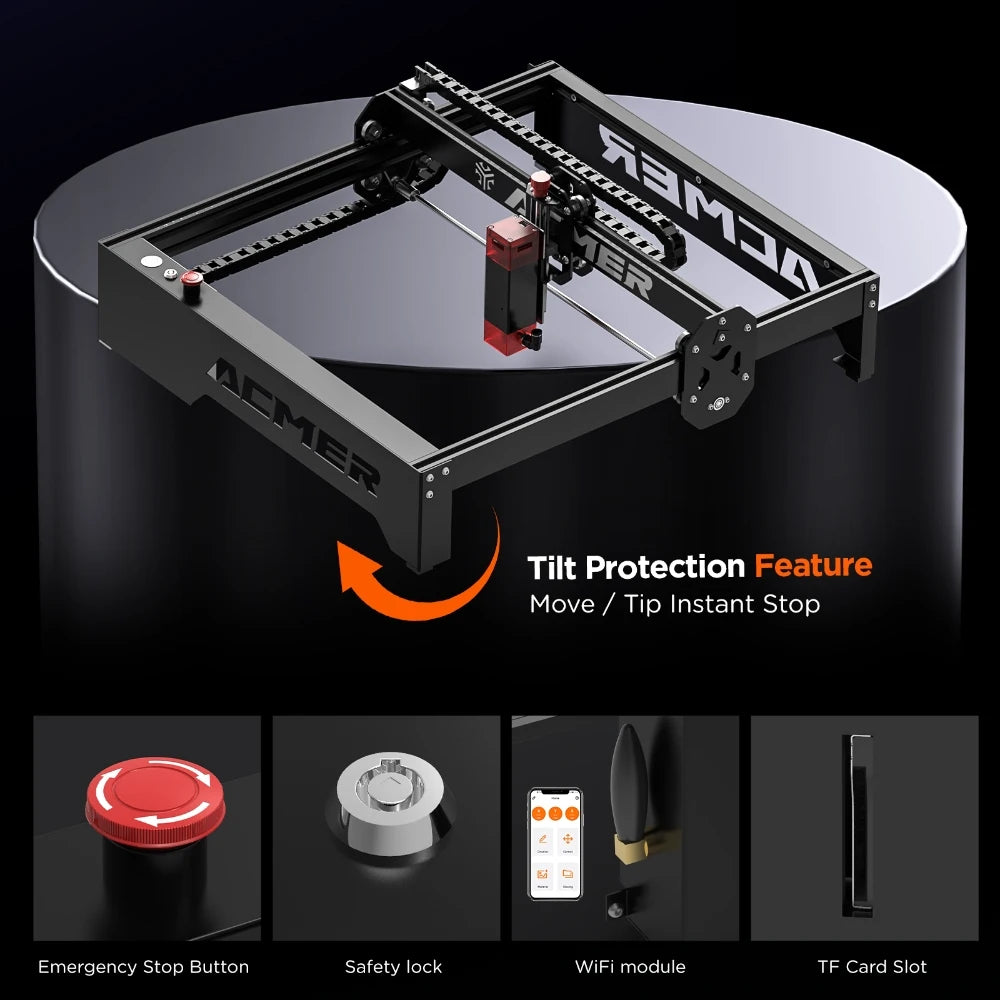 ACMER Laser Engraver P1 10W Security Protection Support WIFI Laser Engraving Cutting Machine Carve Phone Case Logo for Business