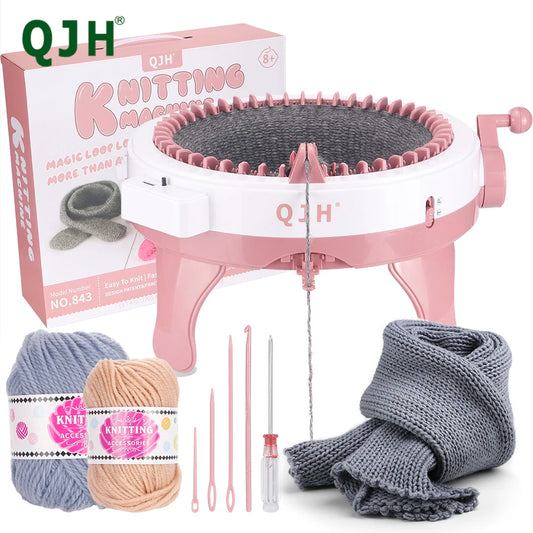QJH 48-Needle Knitting Machine Kit | Portable,  DIY Loom for Scarves, Hats, Gloves More DIY Smart Hand Weaving Machine