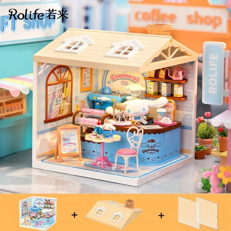 Rolife Sanrio Super World Series Buckle Assembly Hello Kitty Cinnamoroll Room Lighting Model Desktop Decoration Gift Kuromi