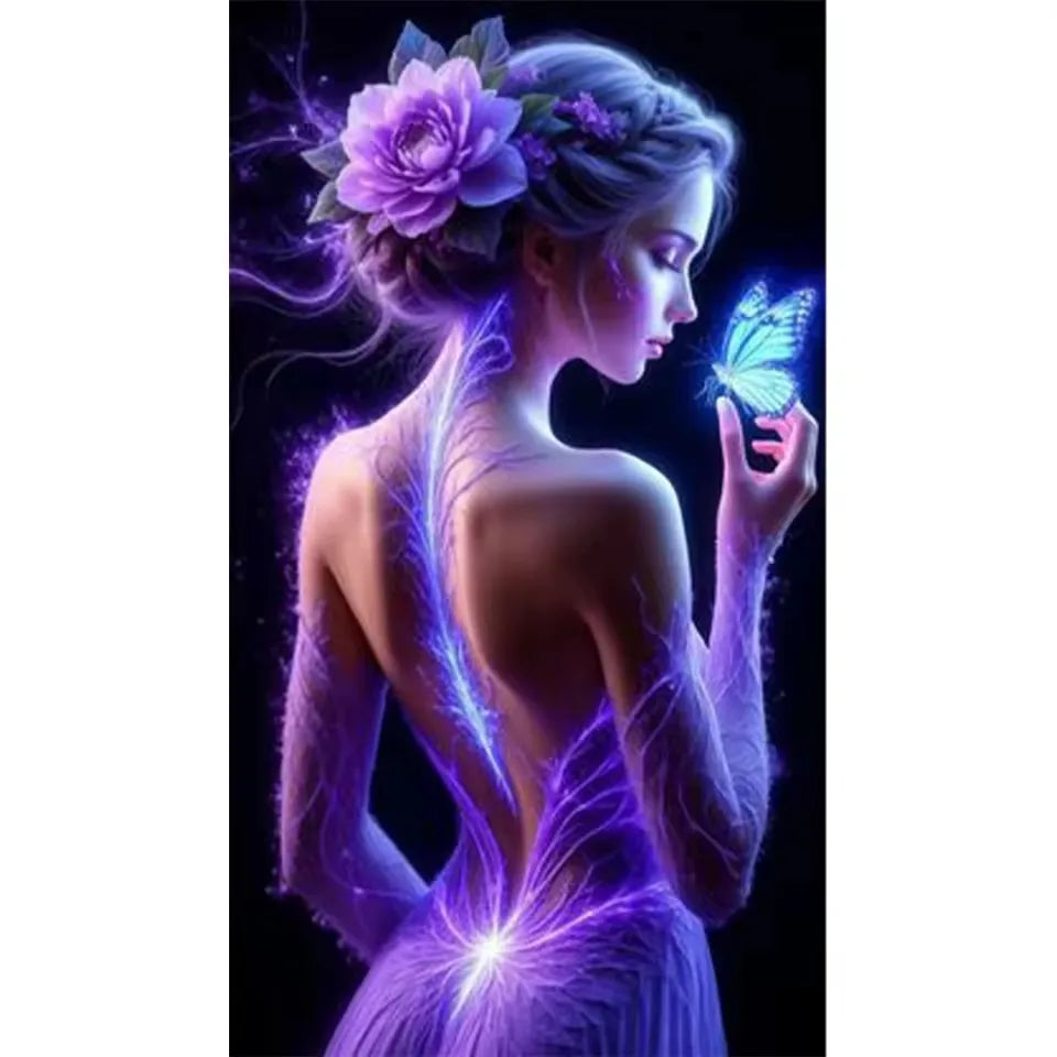Diamond Painting Art 5D DIY Beautiful Elegant Woman Orchid Flowers Full Square Round Mosaic Rhinestone Handmade Cross Stitch