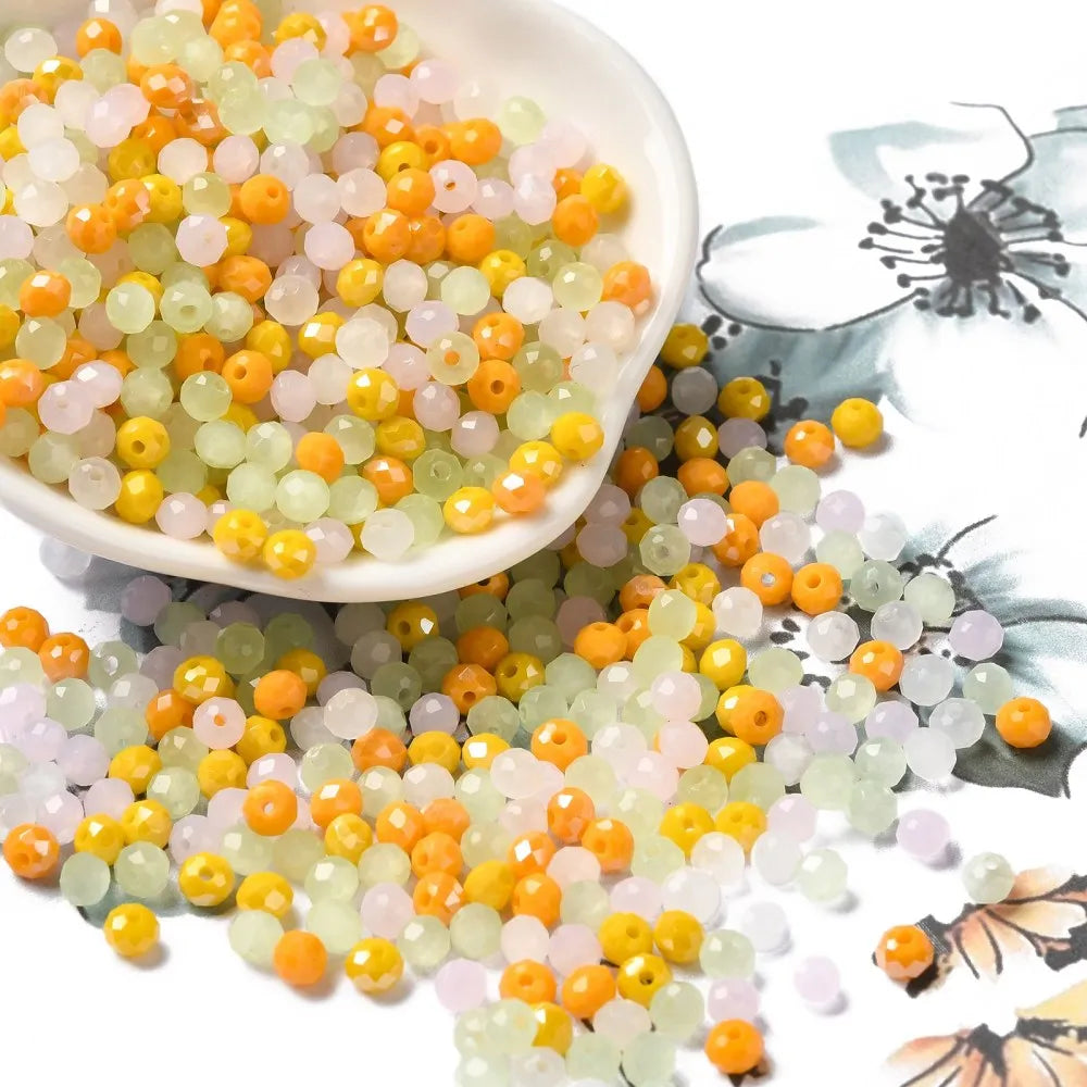 about 60g Faceted Glass Beads 4mm 6mm Rondelle Spacer Loose Beads for Earring Bracelet Necklace Jewelry DIY Craft Making