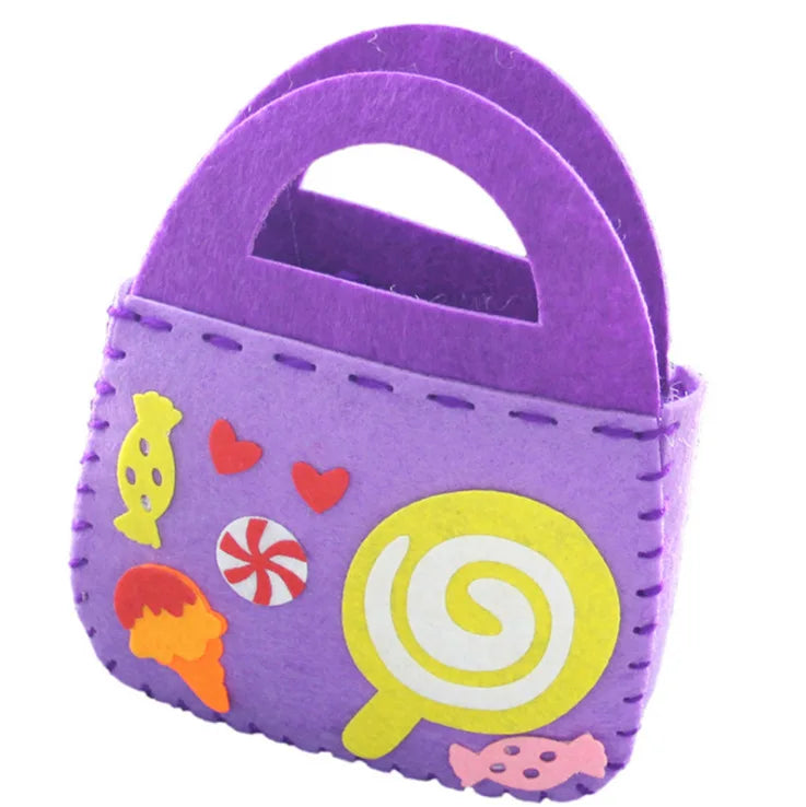 Sewing Joy Handmade Bag Cartoon Fabric Handbags Set DIY Sewing Toys  Non-woven Animal Butterfly Flower Bags Girls Craft Gifts