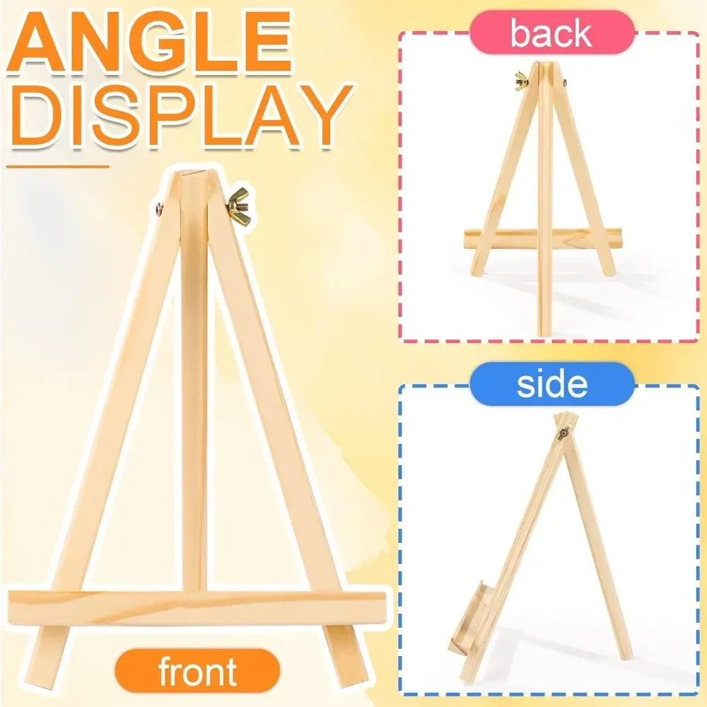 4 packs of 9-inch wooden easels, easel holders for painting canvases, arts and crafts painting party easels