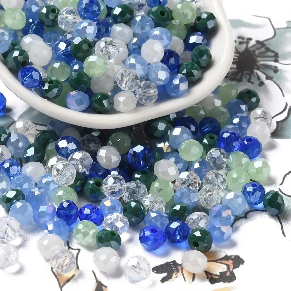 about 60g Faceted Glass Beads 4mm 6mm Rondelle Spacer Loose Beads for Earring Bracelet Necklace Jewelry DIY Craft Making