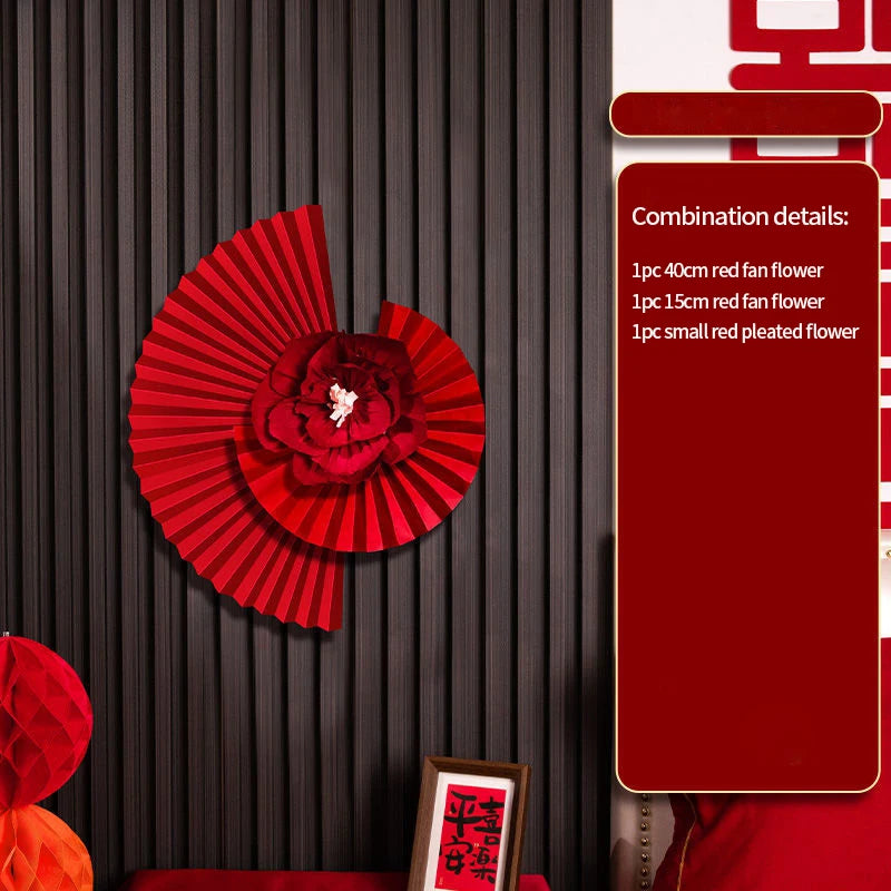 Chinese New Year 2026 Decoration Wall Hanging Decor Paper Folding Fan Sticker Wedding Party Decoration Spring Festival Supplies