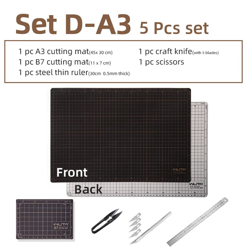 WUTA New Fabric Cutting Mat, Leather Cutting Board A1 A2 A3 A4 A5 Professional Self Healing Quality Double-Sided  Craft Tool Set