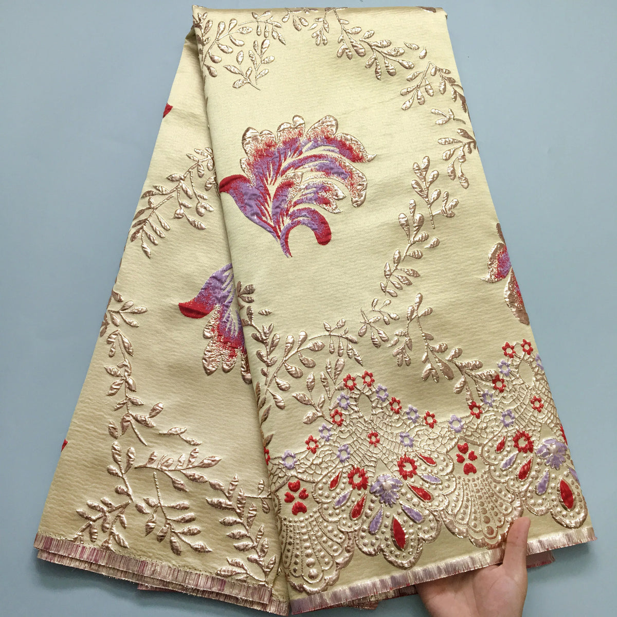SJD LACE African Brocade Lace Fabrics 2026 High Quality Tulle Damask Nigerian Jacquard French Lace For Sewing Women Dresses 2485