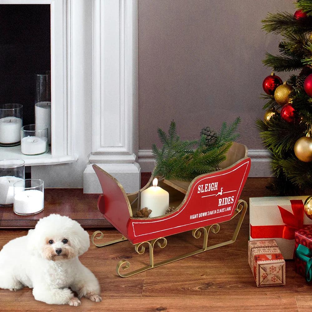 Christmas Craft Supplies Indoor Decoration Merry Christmas Red Sledge Sleigh