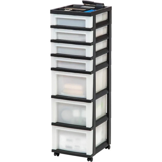 USA Plastic Drawer Storage Organizer Rolling Cart, with Wheels Casters,  for Classroom Art Craft Supplies Dresser Closet
