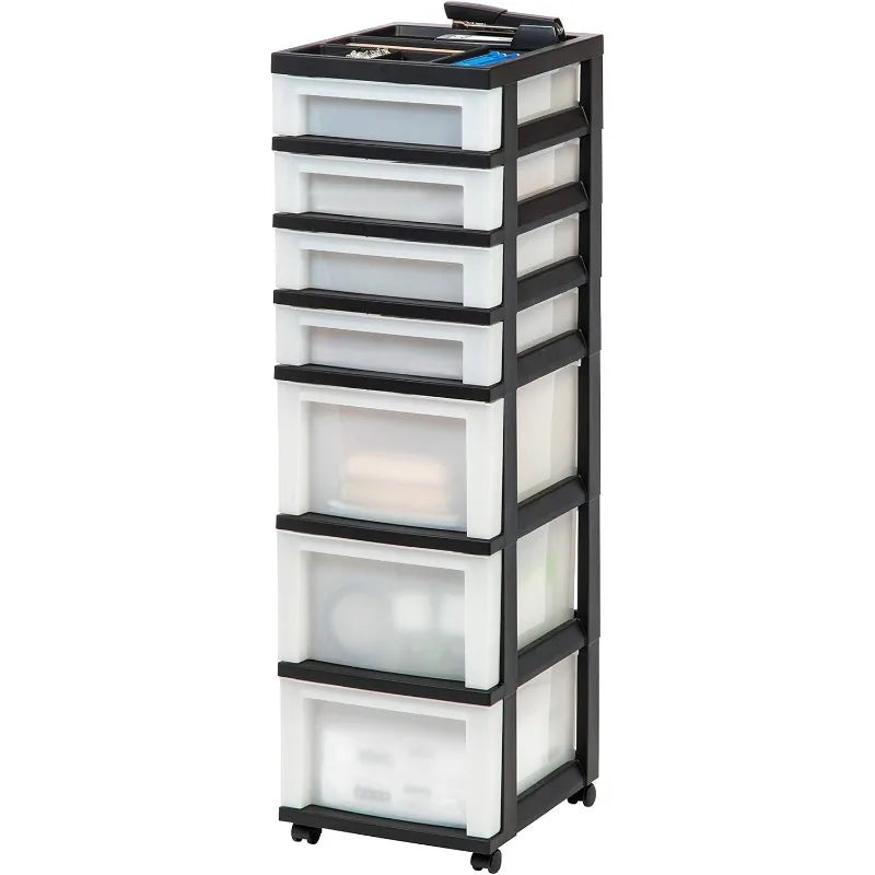 USA Plastic Drawer Storage Organizer Rolling Cart, with Wheels Casters,  for Classroom Art Craft Supplies Dresser Closet