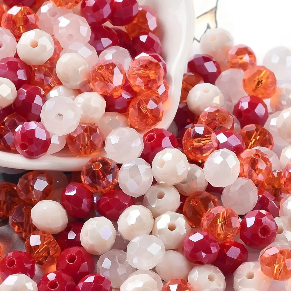 about 60g Faceted Glass Beads 4mm 6mm Rondelle Spacer Loose Beads for Earring Bracelet Necklace Jewelry DIY Craft Making