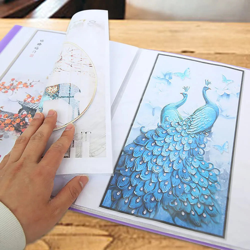 Blue A3 30/60 Pages Diamond Painting Photo Album Storage Book Portfolio Presentation Clear Pockets Large Folder Stationery