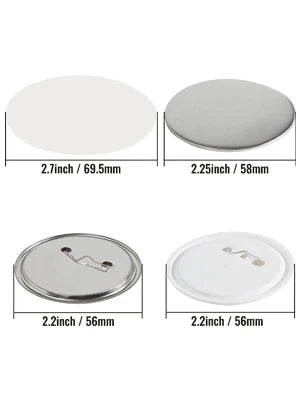 VEVOR 25/32/58/75mm Button Badge Parts Supplies for Button Maker Machine 200/500Sets Metal and Plastic Pin Badges