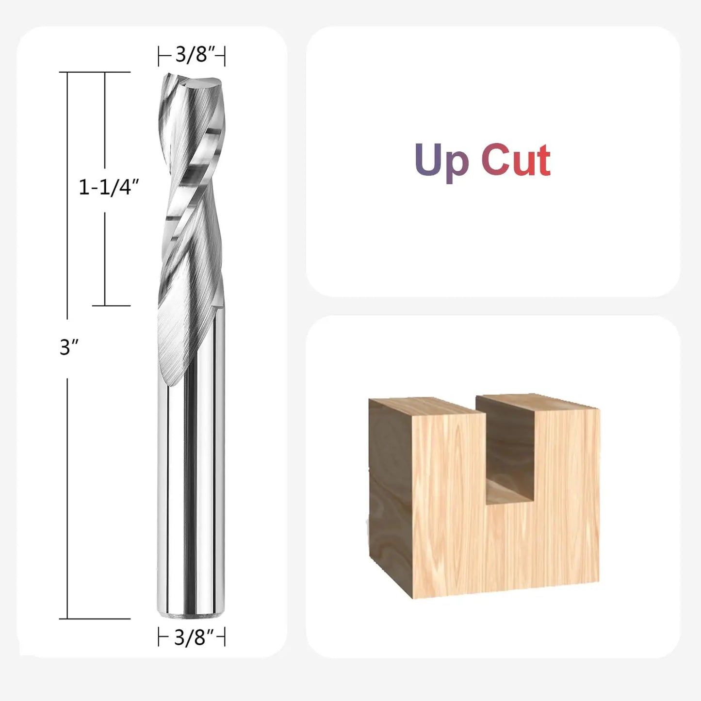 SpeTool 1pc Upcut Spiral CNC Router Bit with 1/4 1/2 Inch Shank HRC55 Solid Carbide CNC End Mill for Wood Engraving Carving Tool