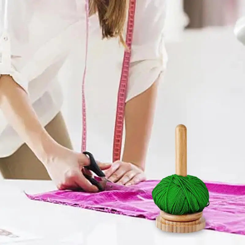 wood yarn holder desktop  Portable Rotating Yarn Ball Storage Winder for Knitting Accessories