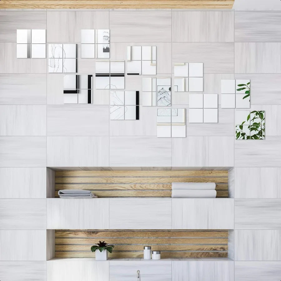 25 Pieces Mini Size Acrylic Square Mirror Adhesive Small Square Mirror Tiles for Crafts and DIY Projects Supplies 25 Pcs