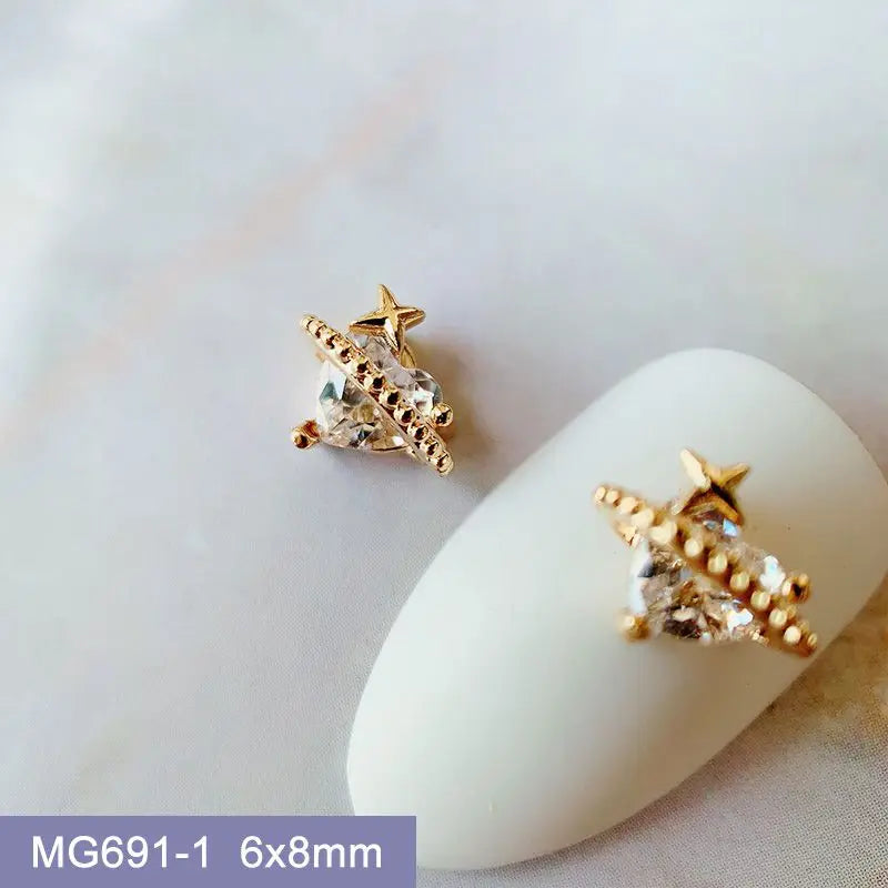 10pcs Luxury Kawaii Love Heart Pink Sailor Moon Star Nail Art Parts Zircon Manicure Nails Accesorios Supplies Decorations Charms