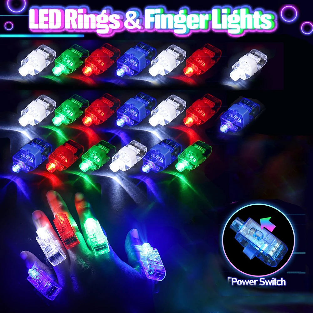 138pcs/Set Glowing Festival Party Kit - Includes 100 Glow Sticks, 12 Pairs of Neon Glasses, 20 Finger Lights, 6 Headbands, Chris