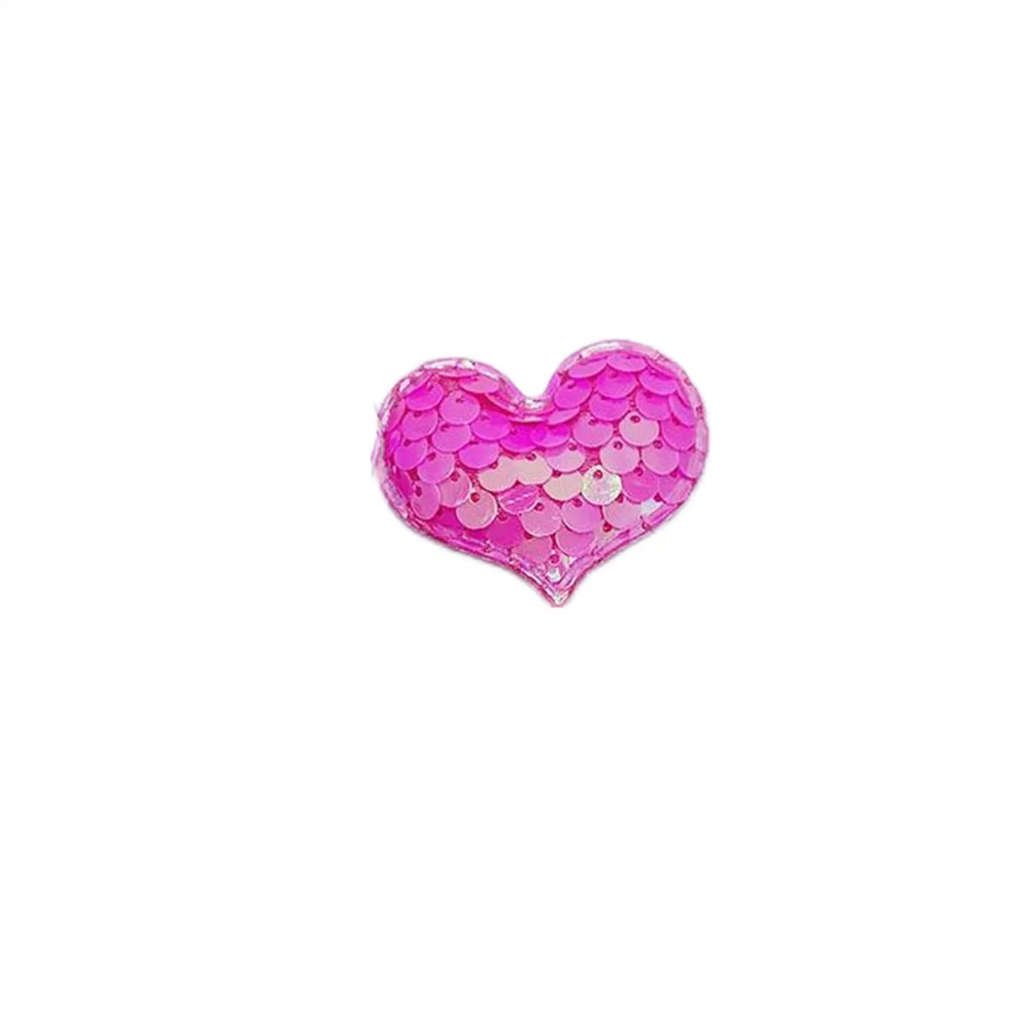 10Pcs  Glitter Seaquins Heart Padded Appliques For DIY Clothes Hat Shoes Sewing Patches Handmade