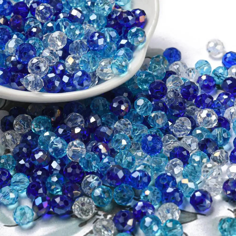 about 60g Faceted Glass Beads 4mm 6mm Rondelle Spacer Loose Beads for Earring Bracelet Necklace Jewelry DIY Craft Making