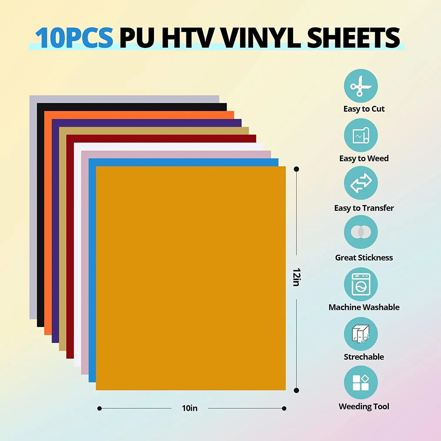 HTVRONT 52pcs Heat Press Supplies Accessories for Beginners Cricut Clothing T-shirtSublimation Paper Pad Kits
