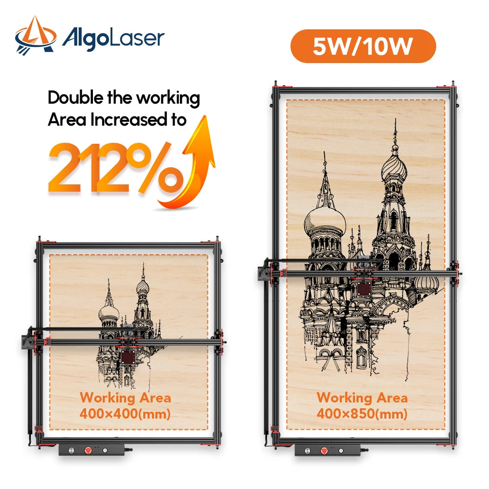 Algo laser Laser Engraver Large Area 40x85cm/40x40cm Laser output power 5W/10W Woodworking Laser Cutter Machine for Wood Metal