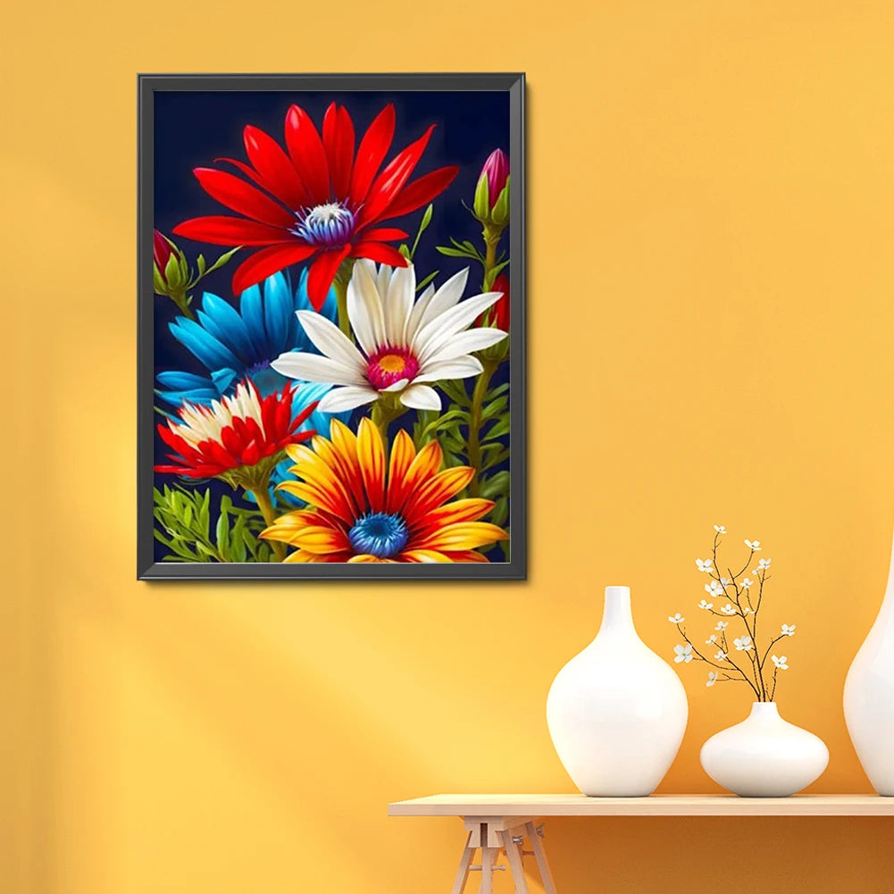 Full Embroidery Beads Printed 9CT Flower Cross Stitch Kit Home Art Decor Bead Embroidery Wall Hanging for New Year Gift