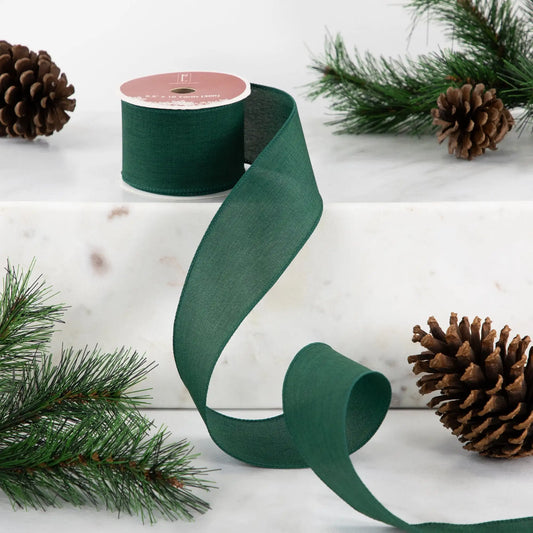 Solid Green Wired Edge Craft Christmas Ribbon 2.5 X 10 Yards - 2.5