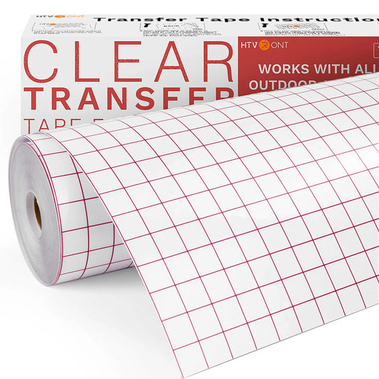 HTVRONT Clear Vinyl Transfer Paper Tape Roll-12 x 50 FT w/Alignment Grid Application
