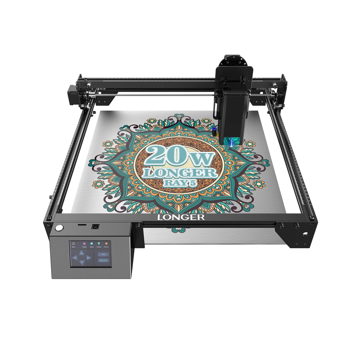 LONGER Ray5 20W Laser Engraver Engraving Cutting Machine 375x375mm Quick Focus Wifi Control Real Power 24W 3.5inch Touch Screen