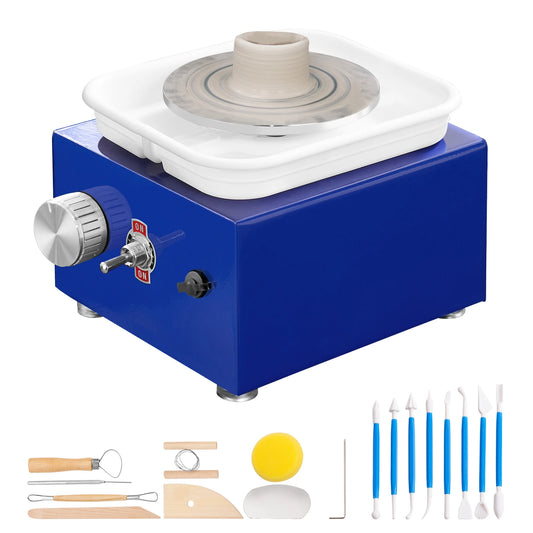 SucceBuy 2.6in/3.9in Mini Pottery Wheel 2 Turntables Ceramic Wheel Forming Machine Adjustable 0-300RPM Speed Detachable Basin