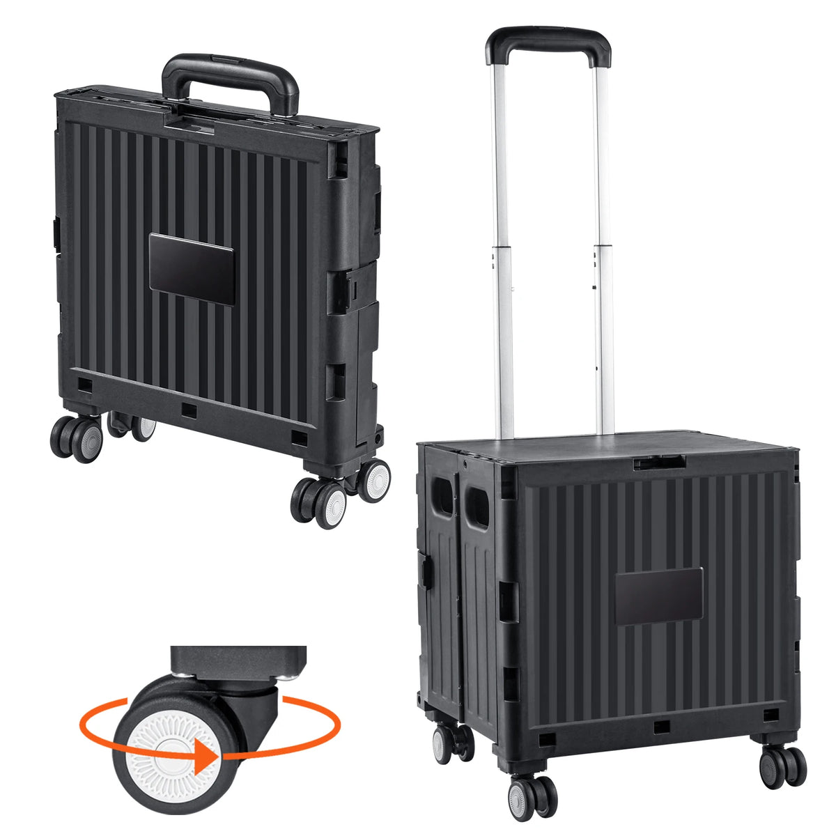 SucceBuy Folding Portable Crate Handcart with Telescope Handle Wheels
