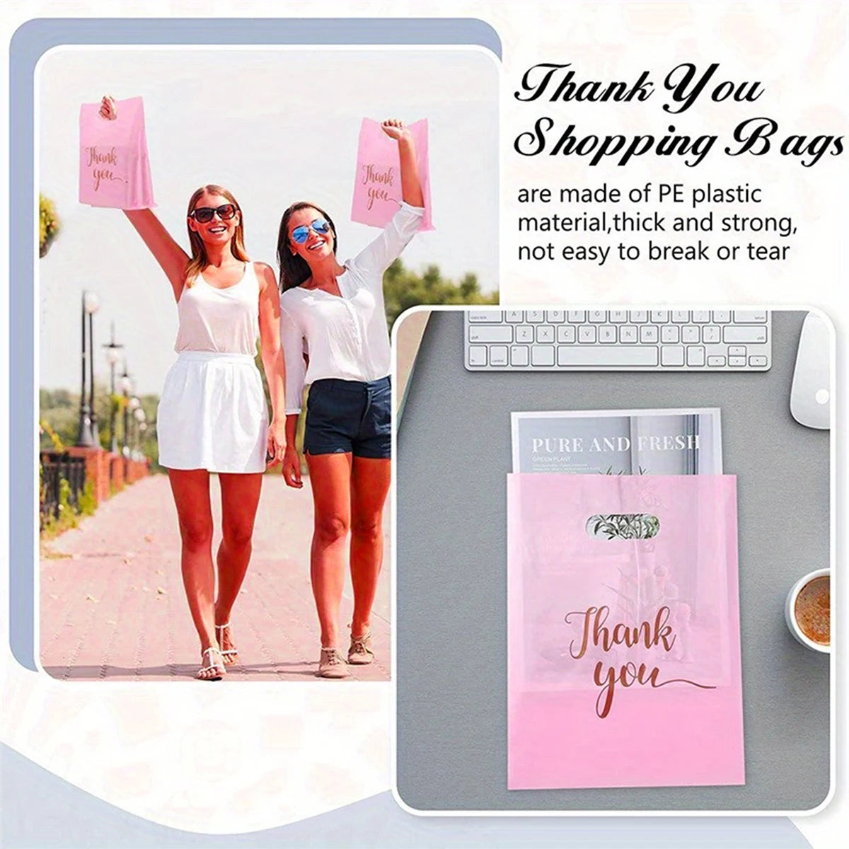 100pcs gift bags, thanks, thanksgiving, Christmas, weddings, birthdays, small business supplies, clothing bags, business gifts