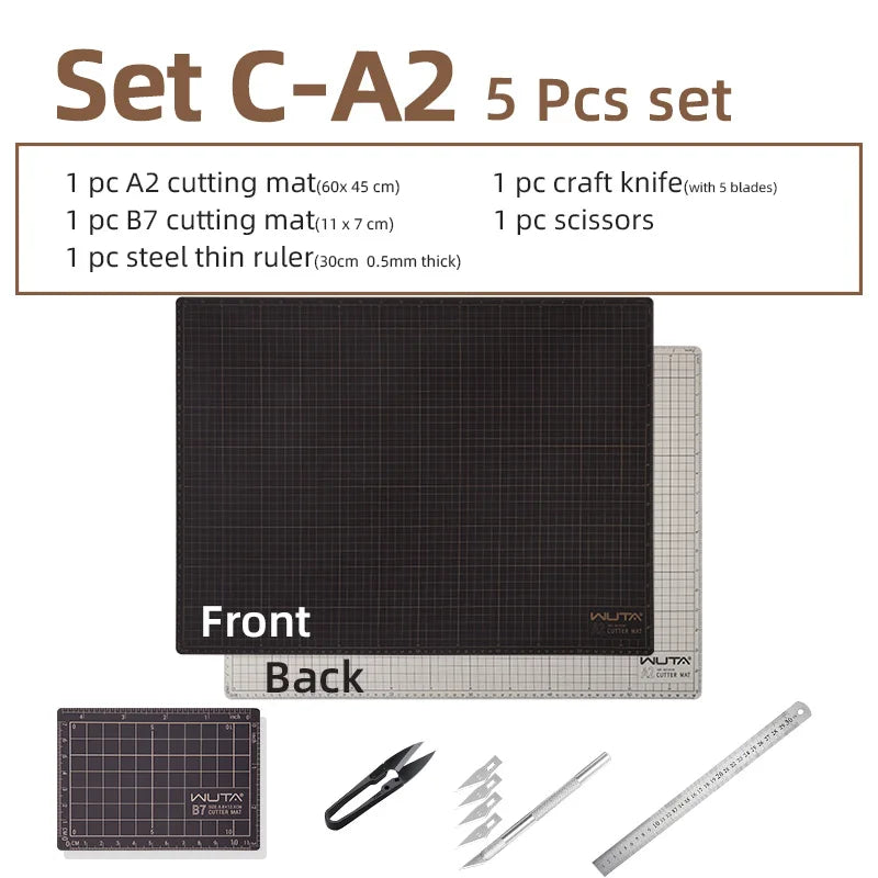 WUTA New Fabric Cutting Mat, Leather Cutting Board A1 A2 A3 A4 A5 Professional Self Healing Quality Double-Sided  Craft Tool Set