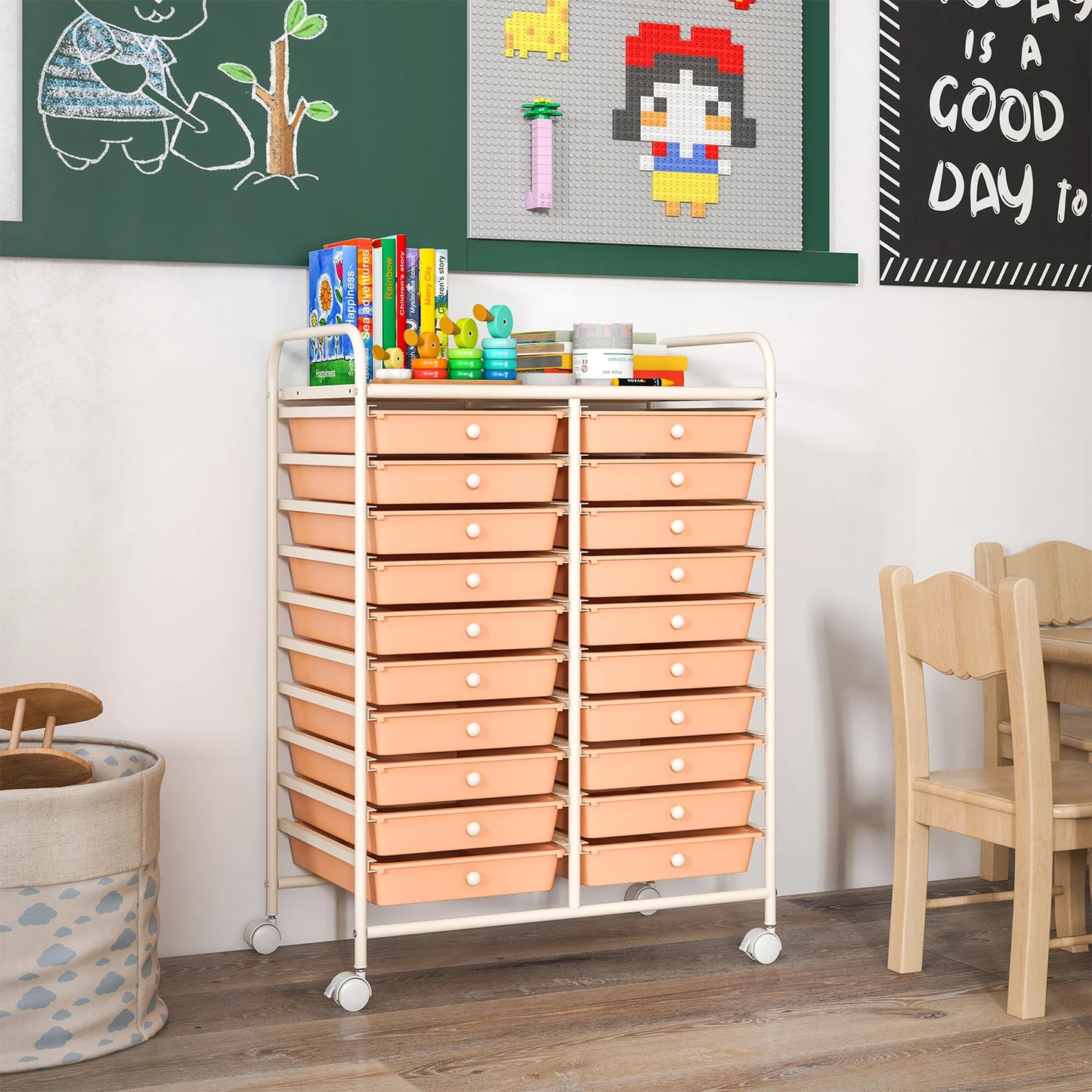 20 Drawers Rolling Storage Cart Art Craft Organizer on Wheels Multipurpose