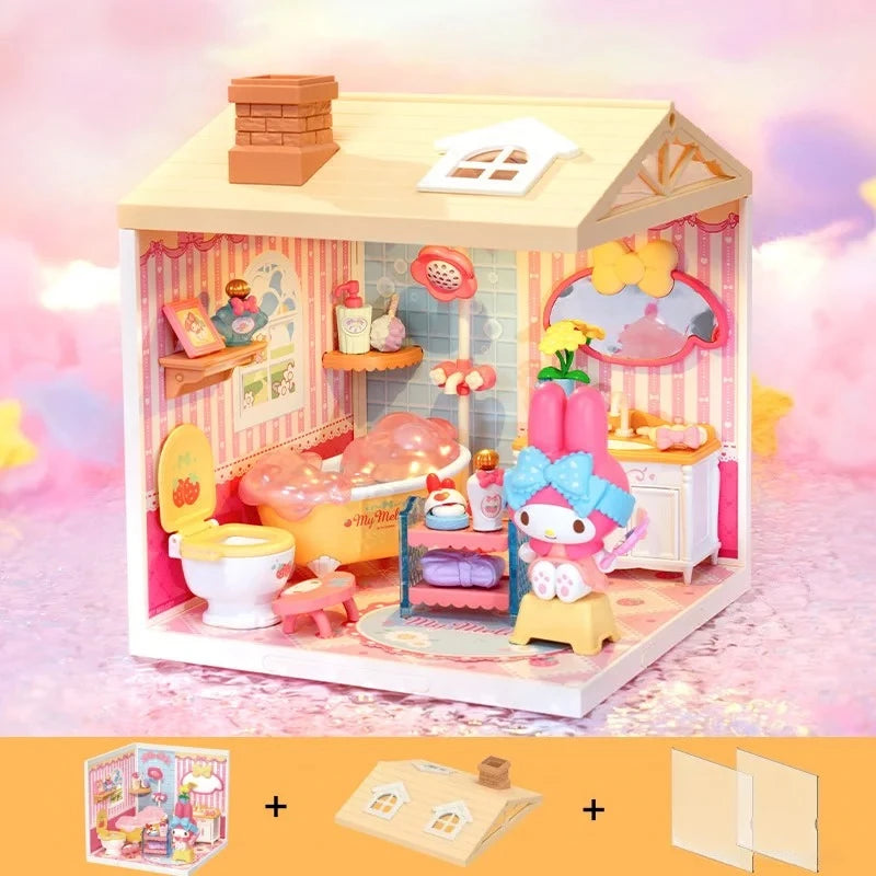 Rolife Sanrio Super World Series Buckle Assembly Hello Kitty Cinnamoroll Room Lighting Model Desktop Decoration Gift Kuromi