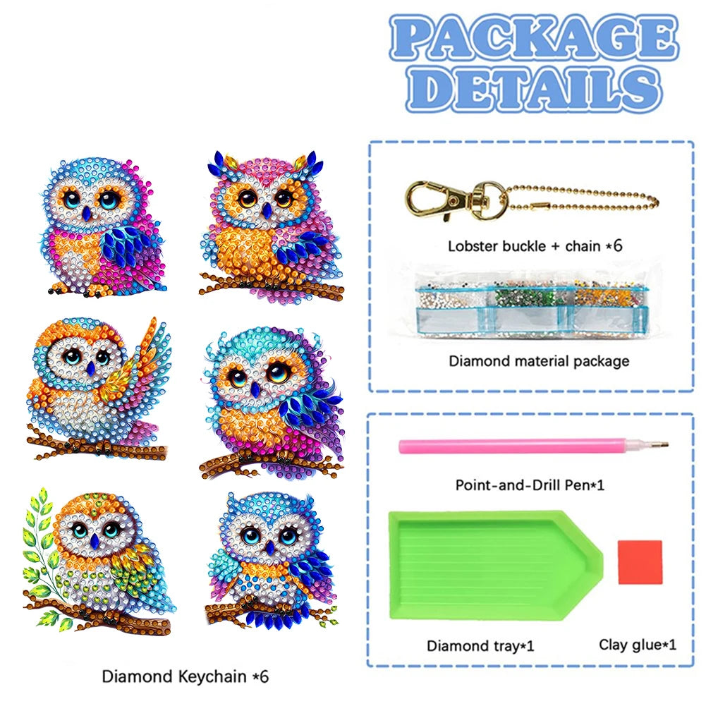 6Pcs Double Sided Special Shape Easter Series Diamond Painting Keychain Diamond Painting Art Keychain Pendant for Party Supplies